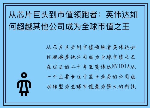 从芯片巨头到市值领跑者：英伟达如何超越其他公司成为全球市值之王